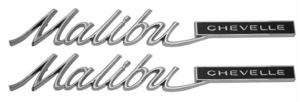 Quarter Panel Emblems - \"Malibu CHEVELLE\" - LH/RH Pair - 65 Chevelle