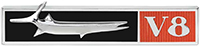 Fender Emblem with Fish - "V8" - RH - 68 Barracuda
