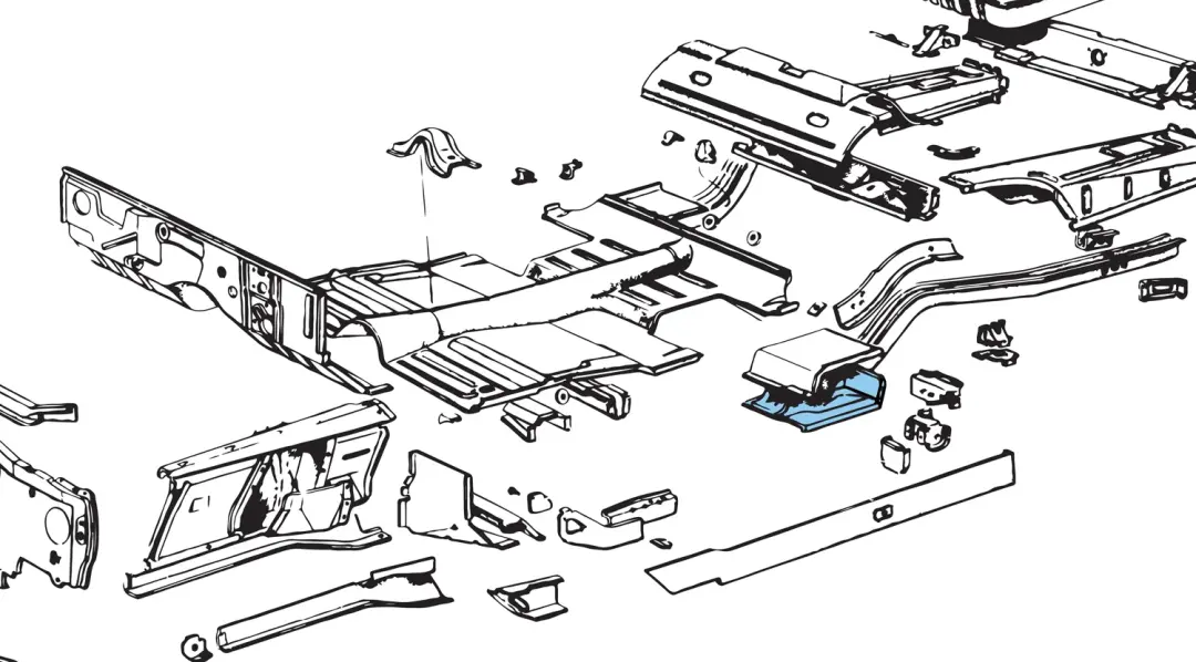1976年購入TORIO  SYSTEM  components Torque Box Floor Pan Brace - Rear Lower - LH - 66-69 Fairlane Torino