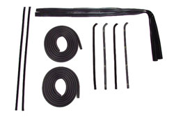 Front Door Seal Kit - 10pcs - Channels/Div Bars/Felts/Door Seals - 64-66 Chevy GMC C/K Pickup Suburban (w/ Black Bead Felts)