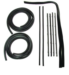 Front Door Seal Kit - 10pcs - Channels/Div Bars/Felts/Door Seals - 67-72 Chevy GMC C/K Pickup (w/ Black Bead Felts)