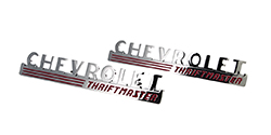 Hood Side Emblems - Pair - CHEVROLET Thriftmaster - 47-48 Chevy Pickup Truck Suburban