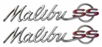 Quarter Panel Emblems - "Malibu SS" - LH/RH Pair - 64 Chevelle
