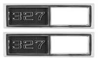 Side Marker Bezels - Front - "327" - LH/RH Pair -68 Chevelle El Camino Fullsize Chevy Car; 68-69 Chevy II Nova