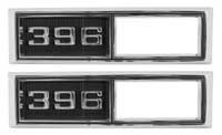 Side Marker Bezels - Front - "396" - LH/RH Pair - 68 Chevelle El Camino Fullsize Chevy Car; 68-69 Chevy II Nova