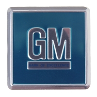 Door Decal - Aqua Foil "GM Mark Of Excellence" (Sold Each) - 67 Camaro Chevy II Nova Chevelle El Camino Fullsize Chevy Car