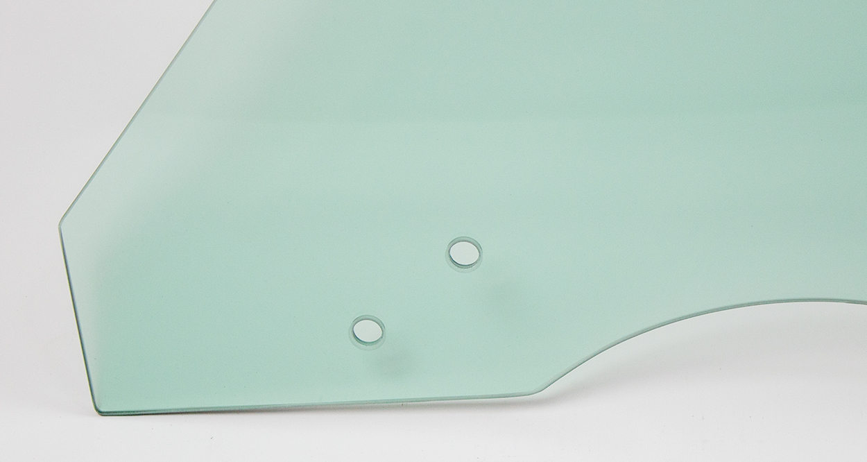 Door Glass w/ 8 Holes - Green Tint - RH - 70-72 GM A-Body Coupe & Convertible; 70-72 Grand Prix