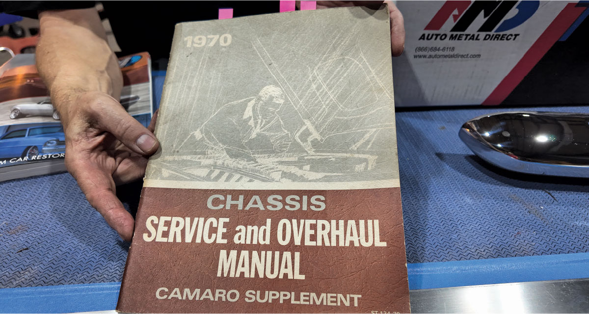 GM Camaro service manual used for assembly reference