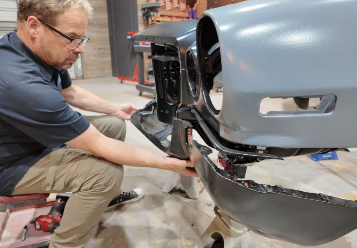 Camaro lower valance installation during RS conversion