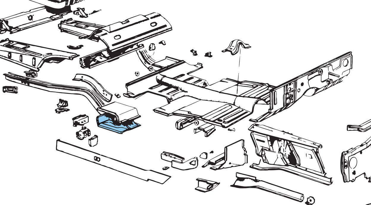 1976年購入TORIO  SYSTEM  components Torque Box Floor Pan Brace - Rear Lower - RH - 66-69 Fairlane Torino